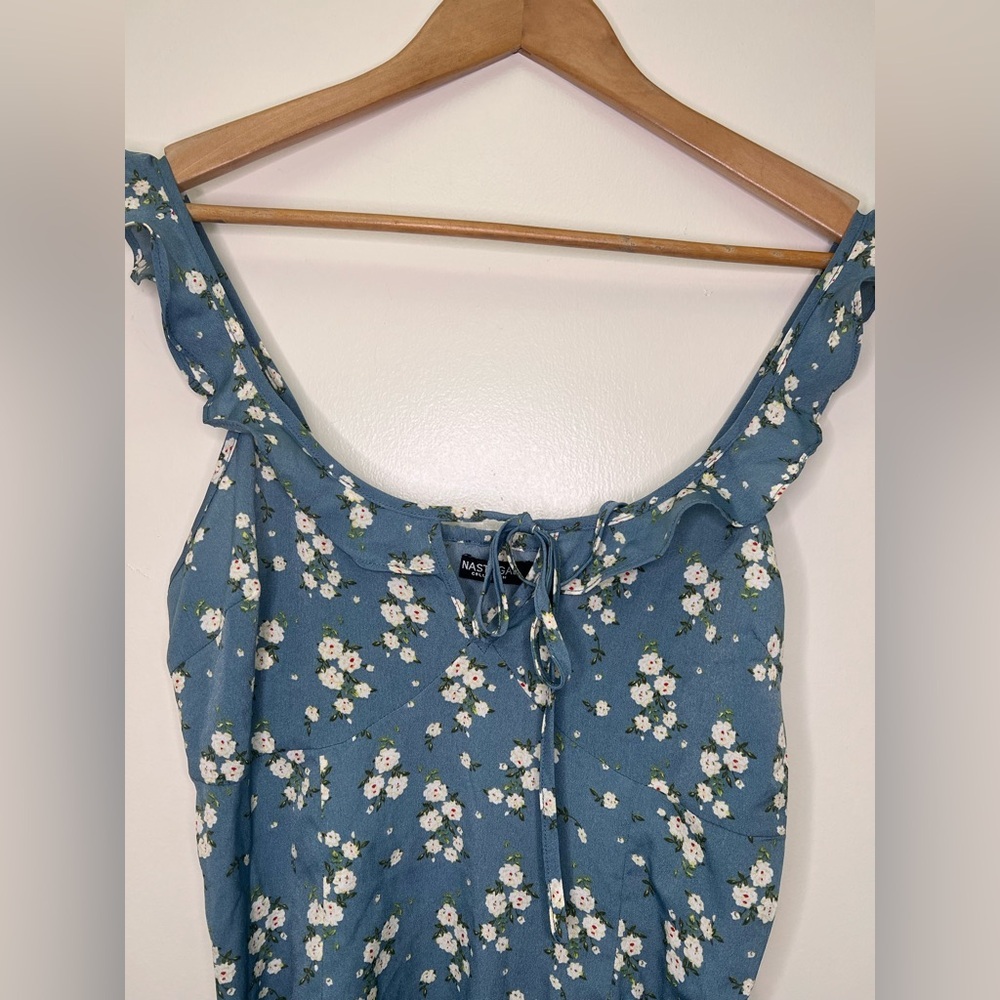 Nasty Gal Blue Floral Mini Dress Cottagecore Ruffle homecoming dress - Picture 3 of 12
